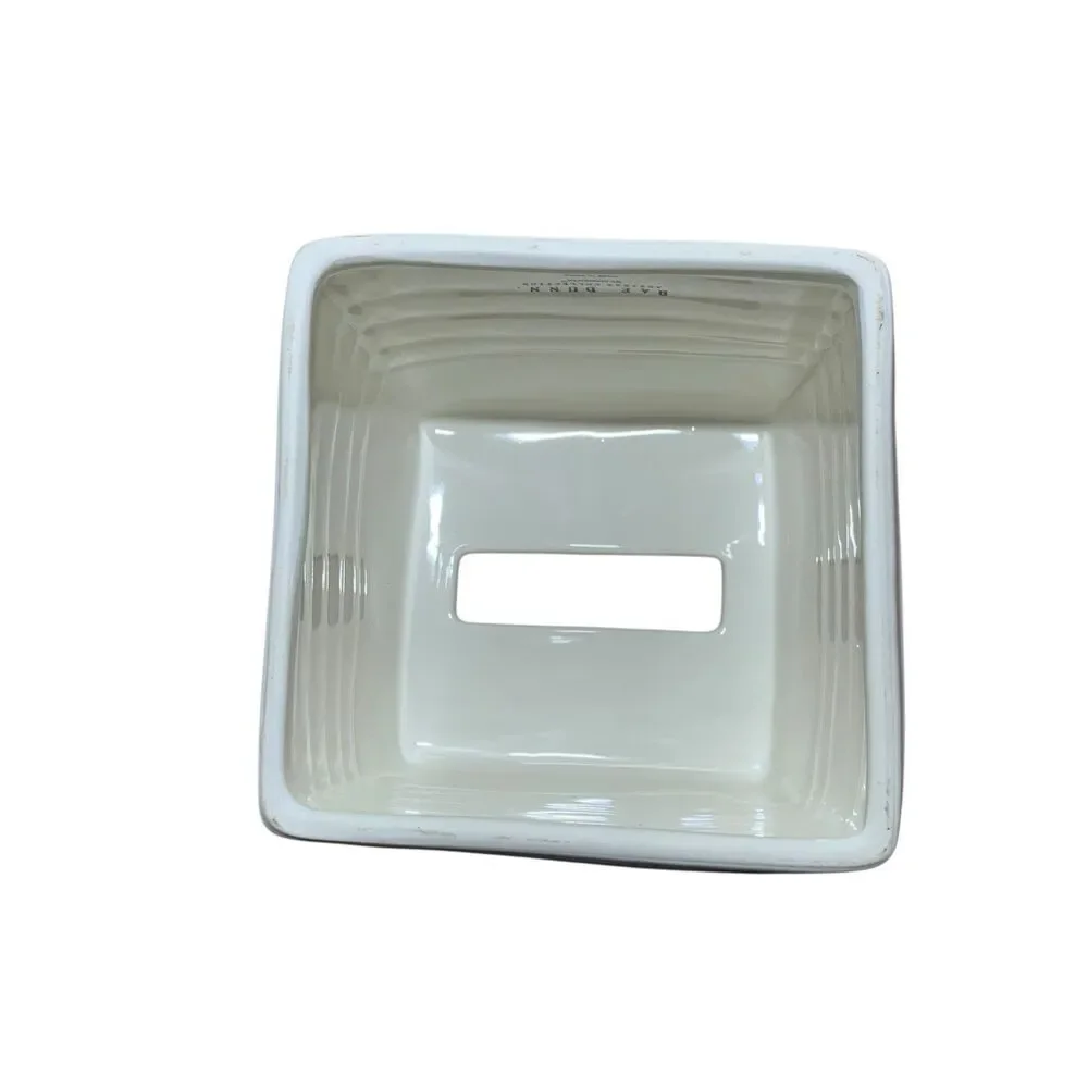 Rae Dunn Artisan Collection Heavy Ribbed Ceramic Off White Tissue Box Cover